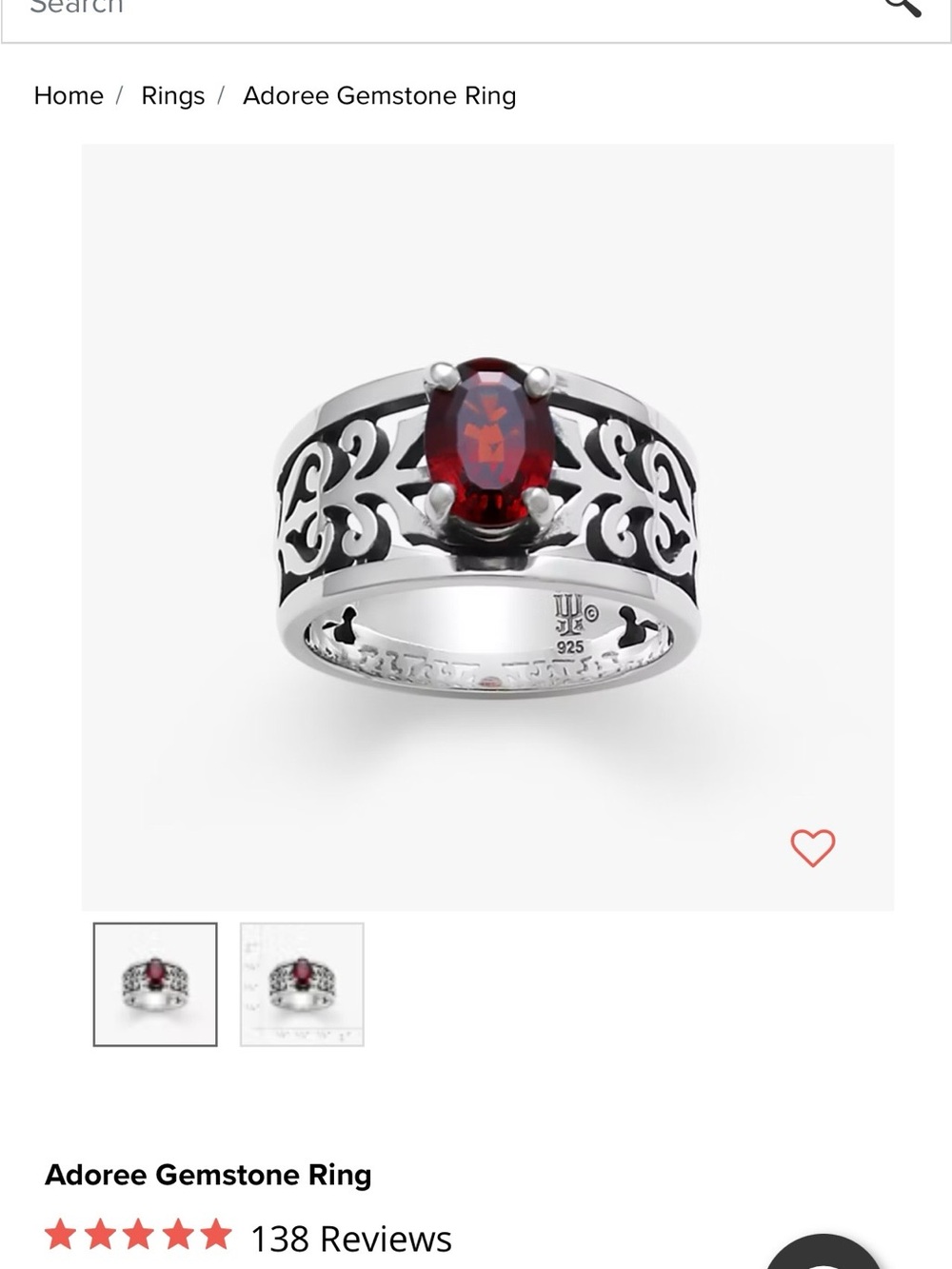 Authentic James Avery Adoree Garnet Gemstone Ring | Sterling Silver | Size 5